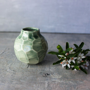 Little Faceted Green Vases - Tribe Castlemaine