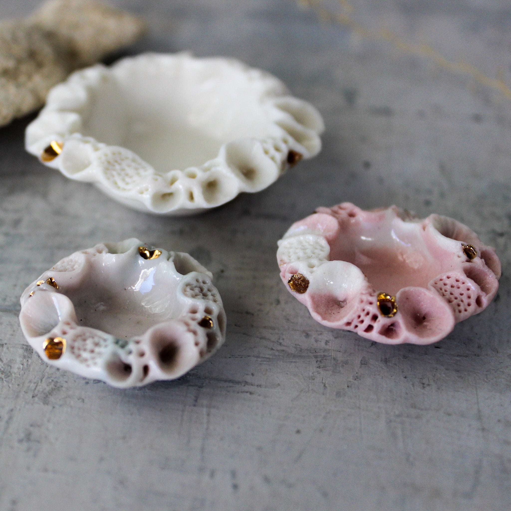 Little Porcelain Rock Coral Dishes - Tribe Castlemaine