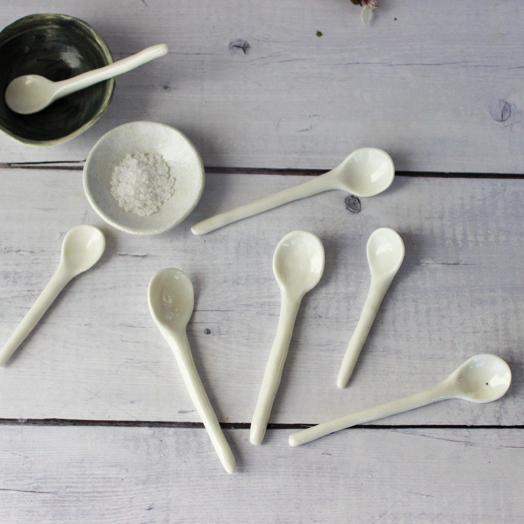 Little White Porcelain Spoons - Tribe Castlemaine