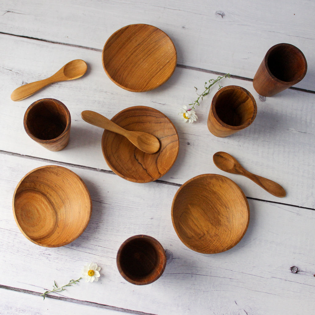 Little Wooden Cups, Dishes & Spoons - Tribe Castlemaine