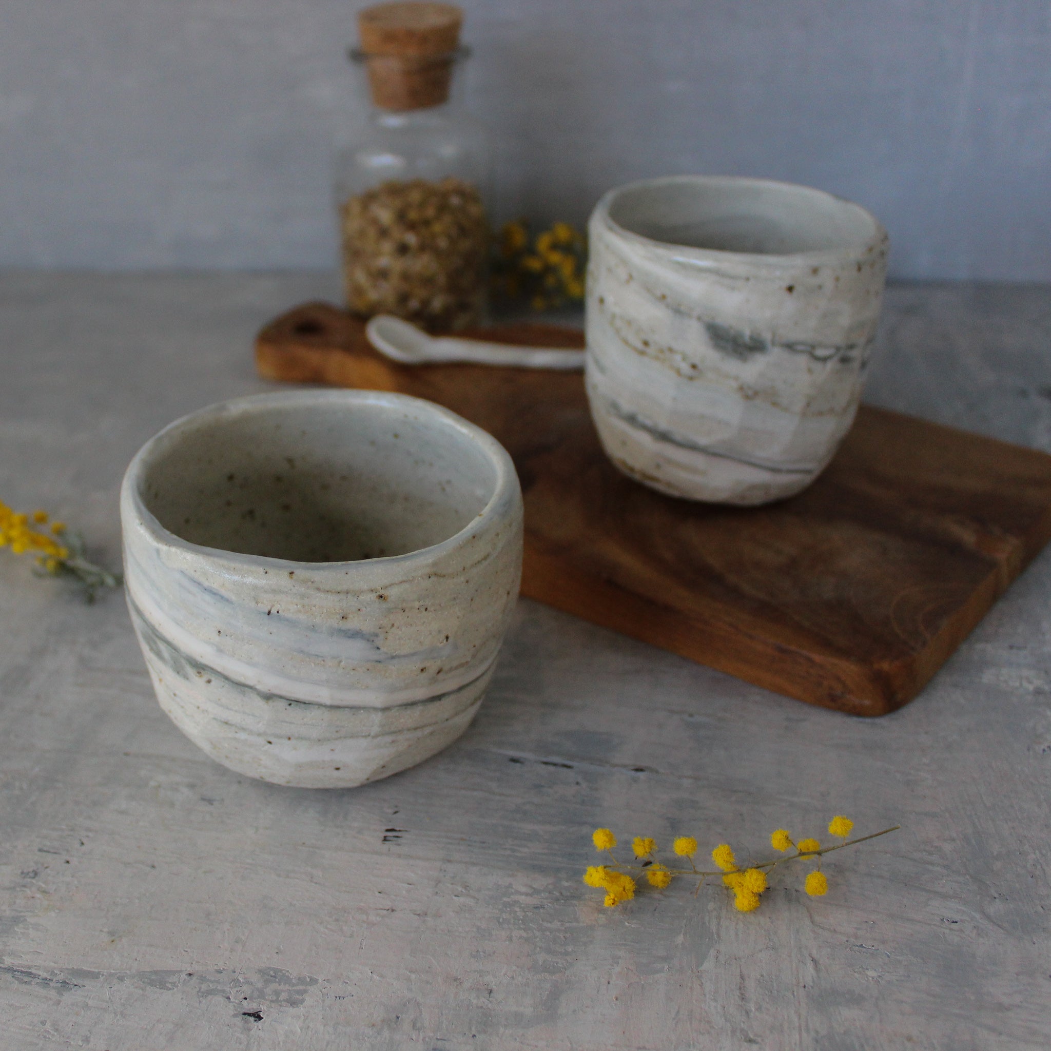 Marbled Ceramic Latte Cups - Tribe Castlemaine