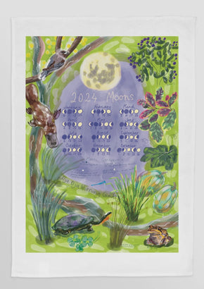 Moon Calendar 2024 Tea Towel - Tribe Castlemaine