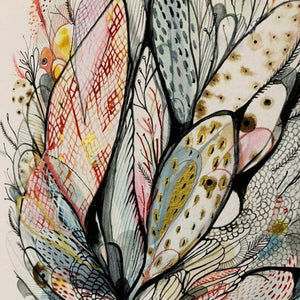 'Native Pod' with hand-painted gold detail print by Katherine Wheeler - Tribe Castlemaine