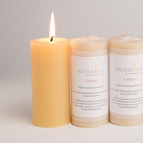 Organic Beeswax Lampe Pillar Candles - Tribe Castlemaine