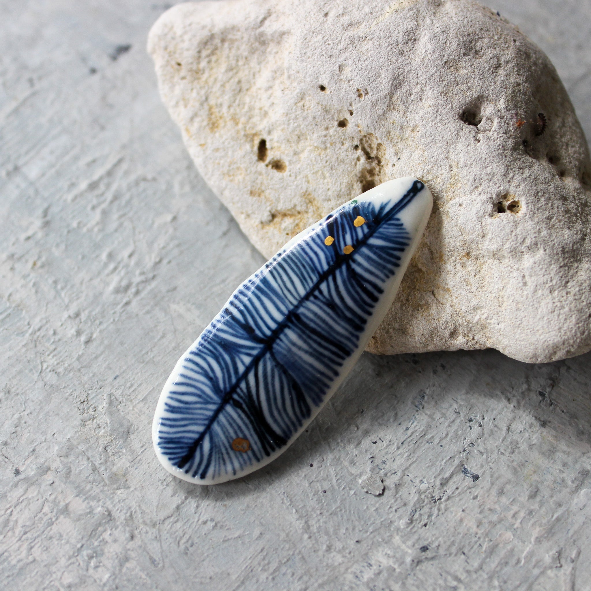 Porcelain Brooches Long Feather - Tribe Castlemaine