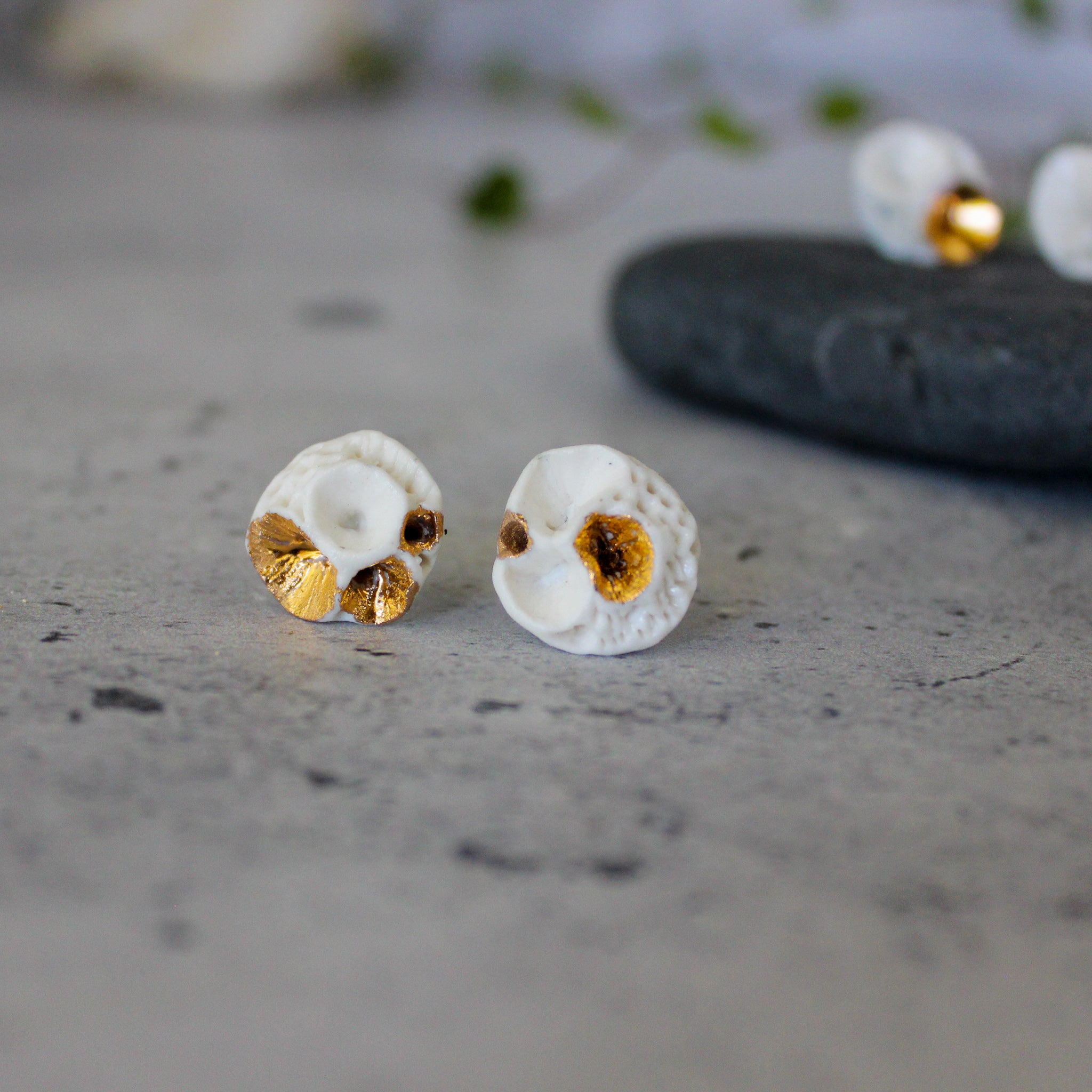 Porcelain Coral Studs White Gold - Tribe Castlemaine