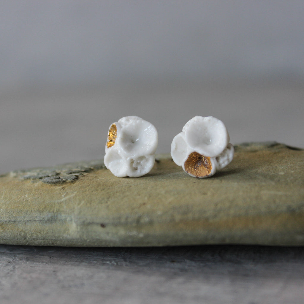 Porcelain Coral Studs White Gold - Tribe Castlemaine