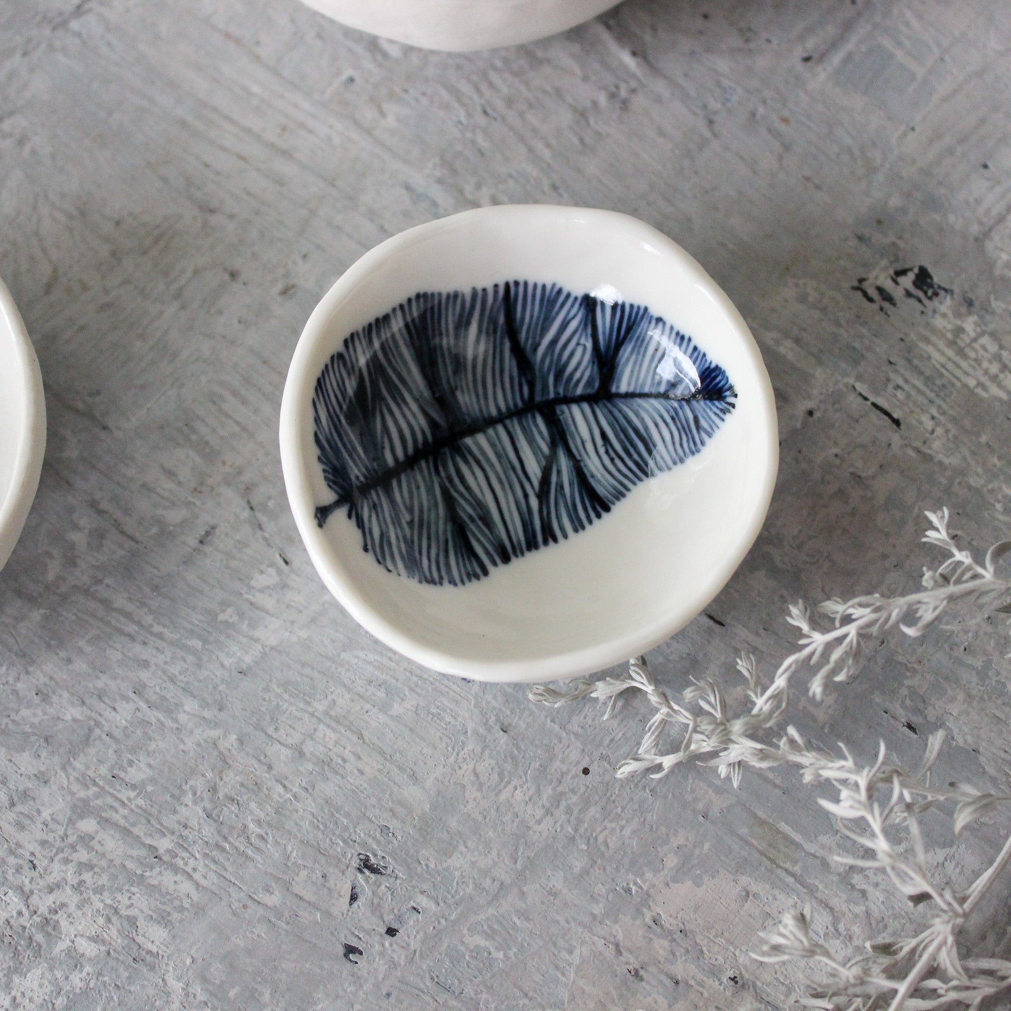 Porcelain Feather Trinket Dishes - Tribe Castlemaine