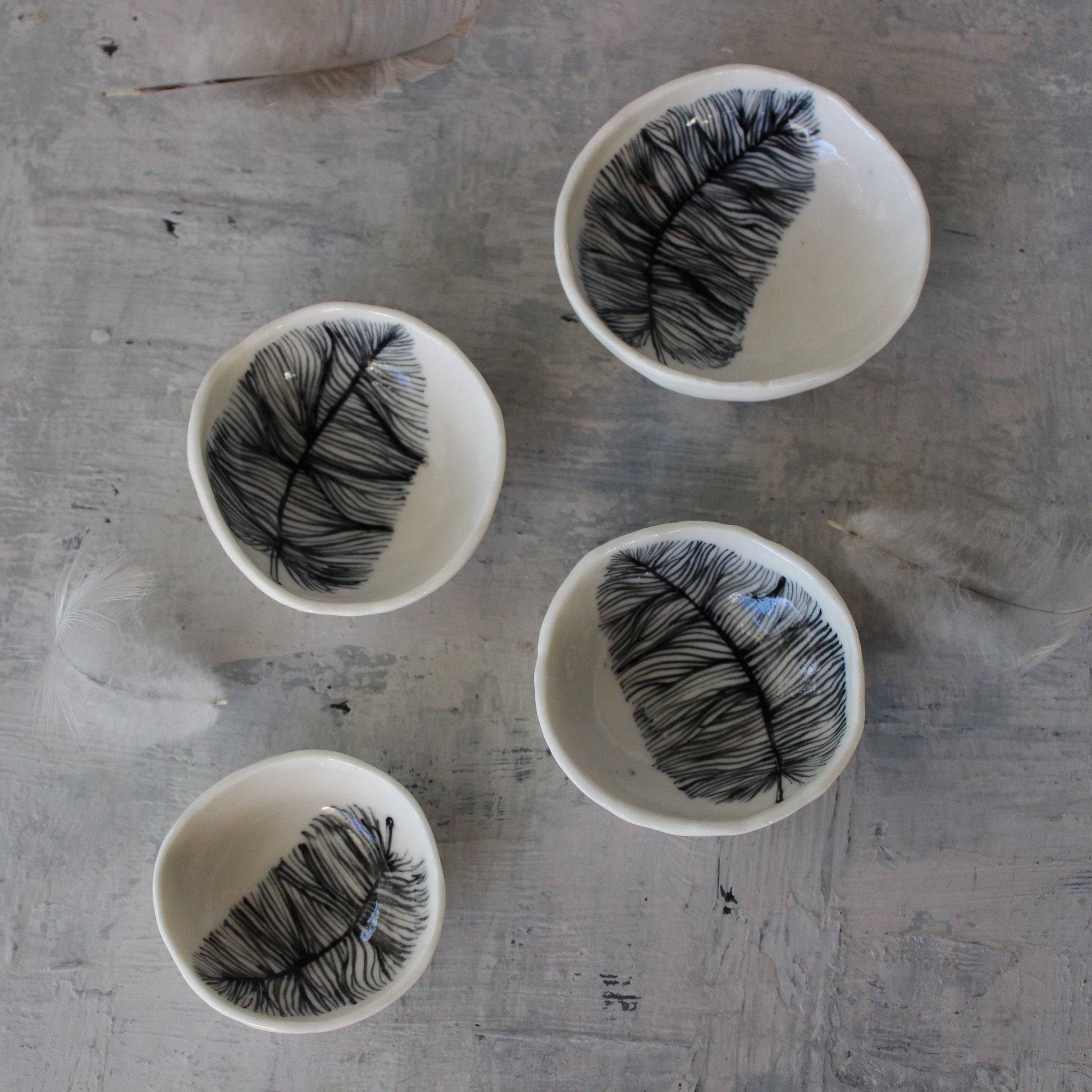 Porcelain Feather Trinket Dishes - Tribe Castlemaine