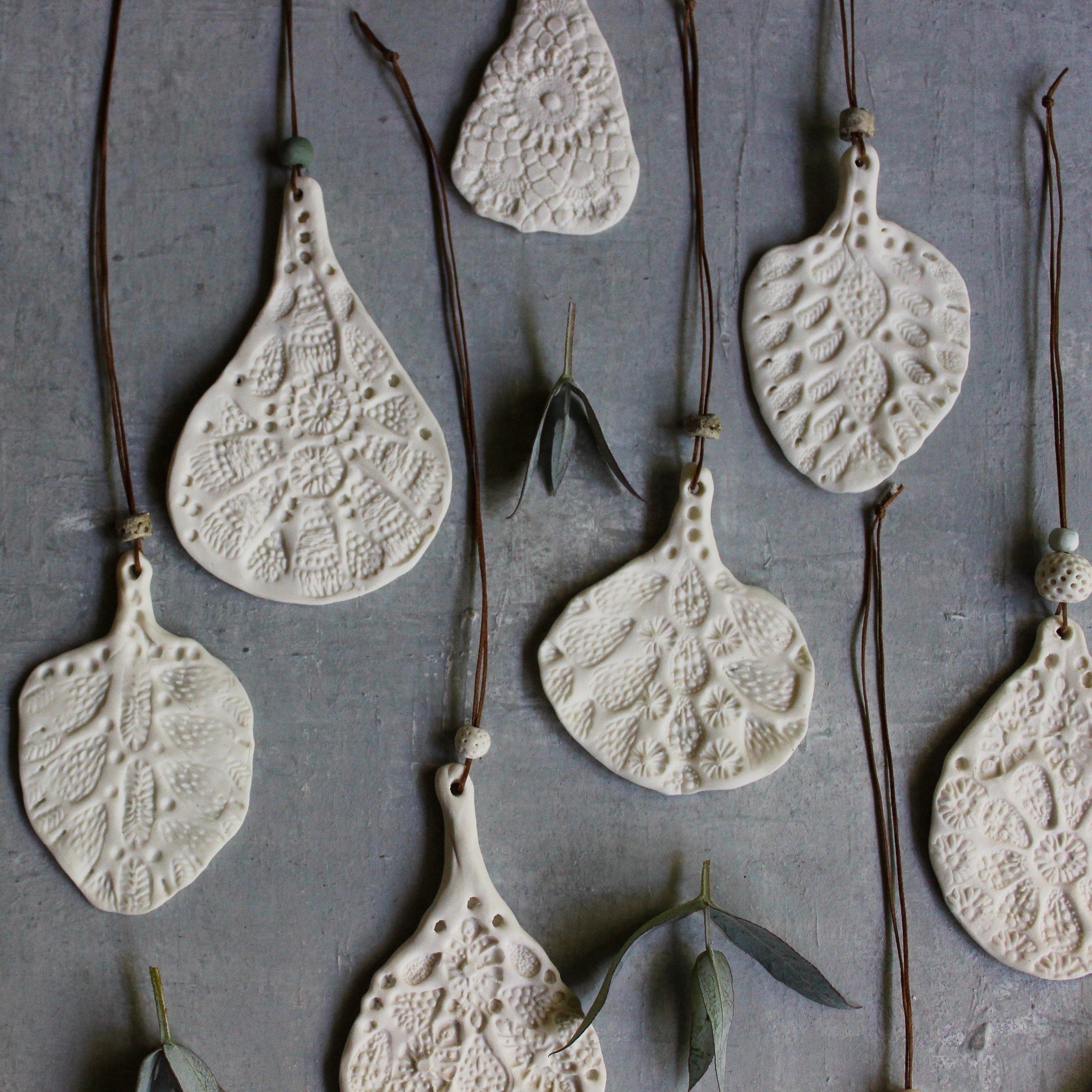 Porcelain Hanging Leaf Ornaments - Tribe Castlemaine