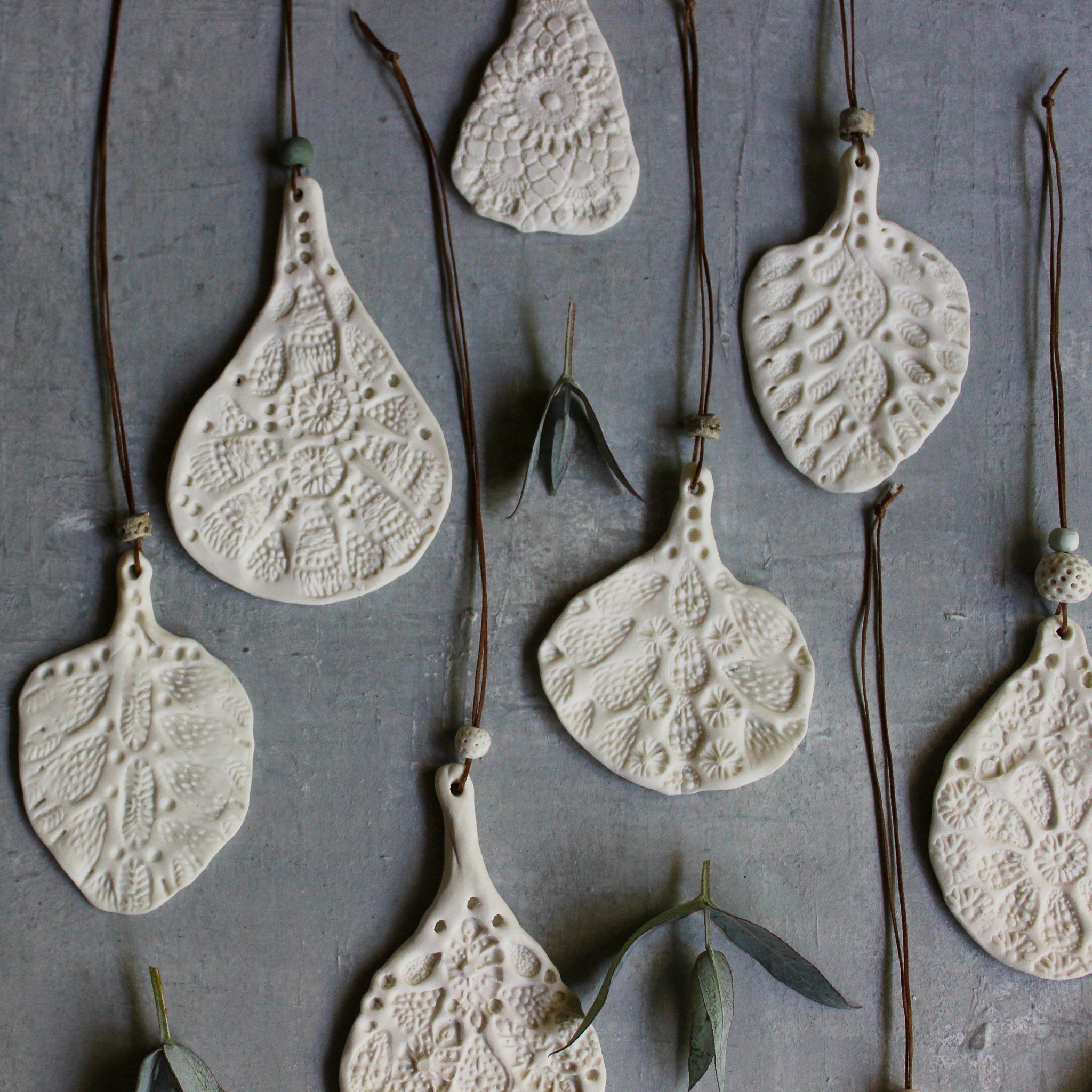 Porcelain Hanging Leaf Ornaments - Tribe Castlemaine