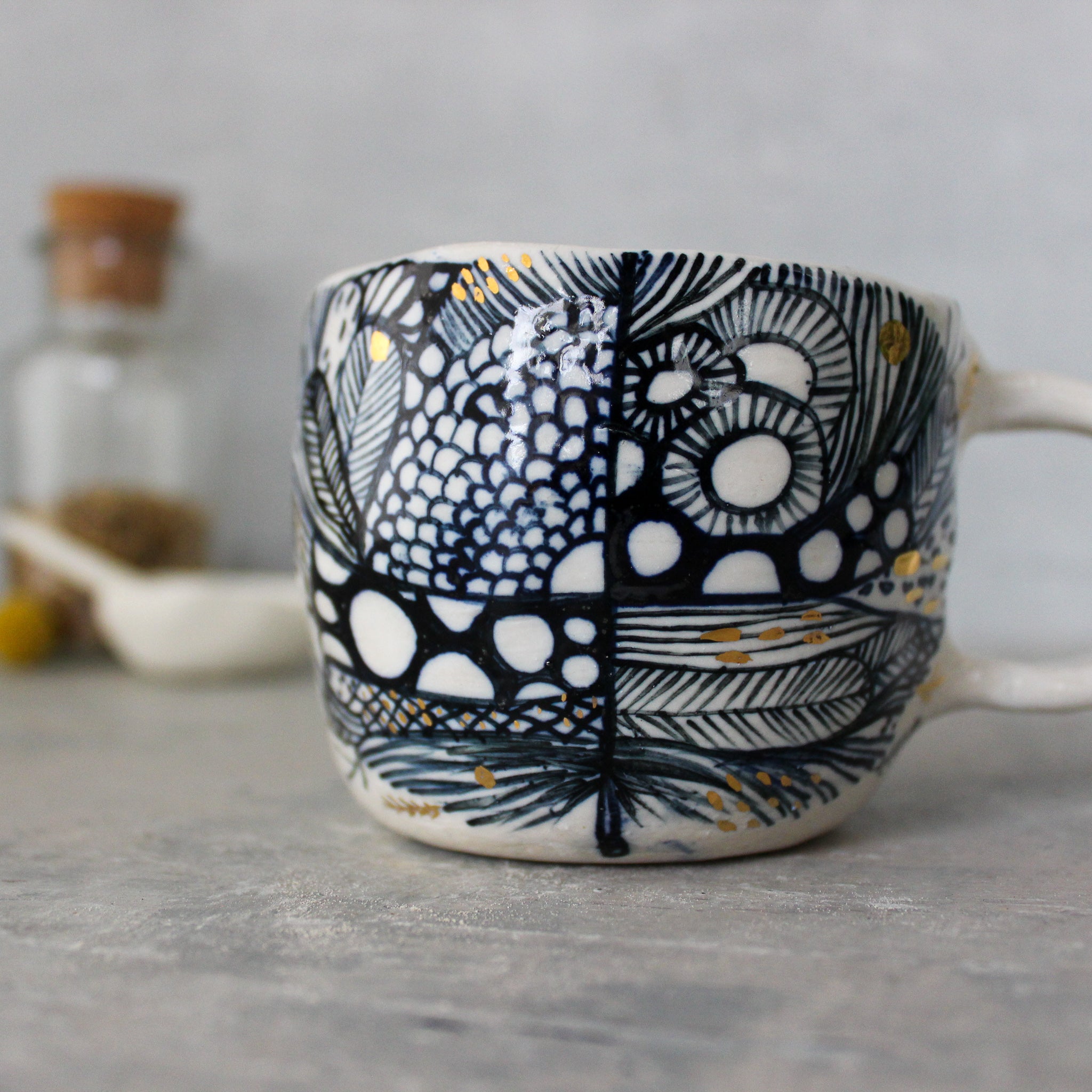Porcelain Indigo Hand Painted Cups - Tribe Castlemaine