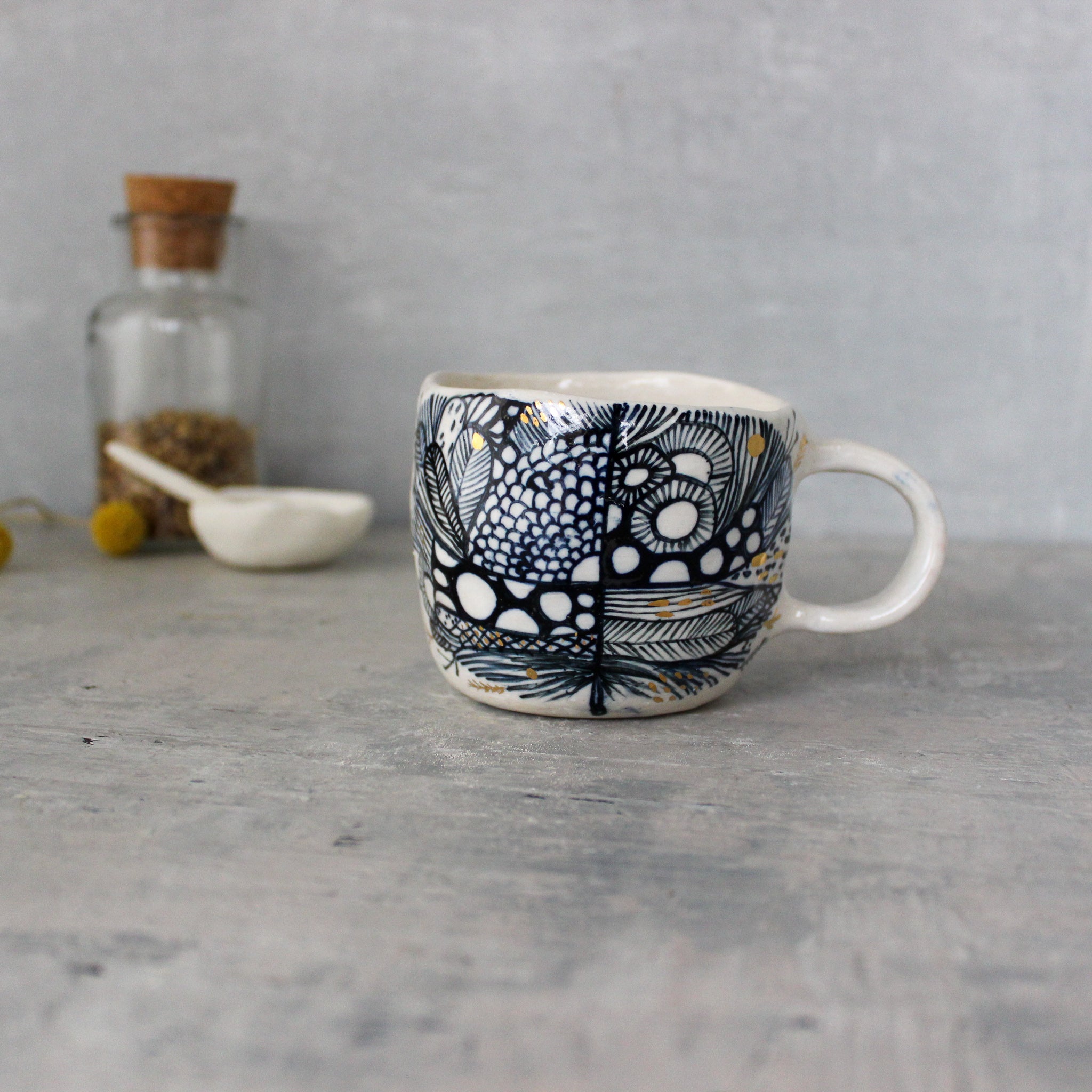 Porcelain Indigo Hand Painted Cups - Tribe Castlemaine
