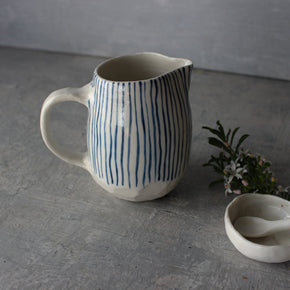 Porcelain Jug Blue Lines - Tribe Castlemaine