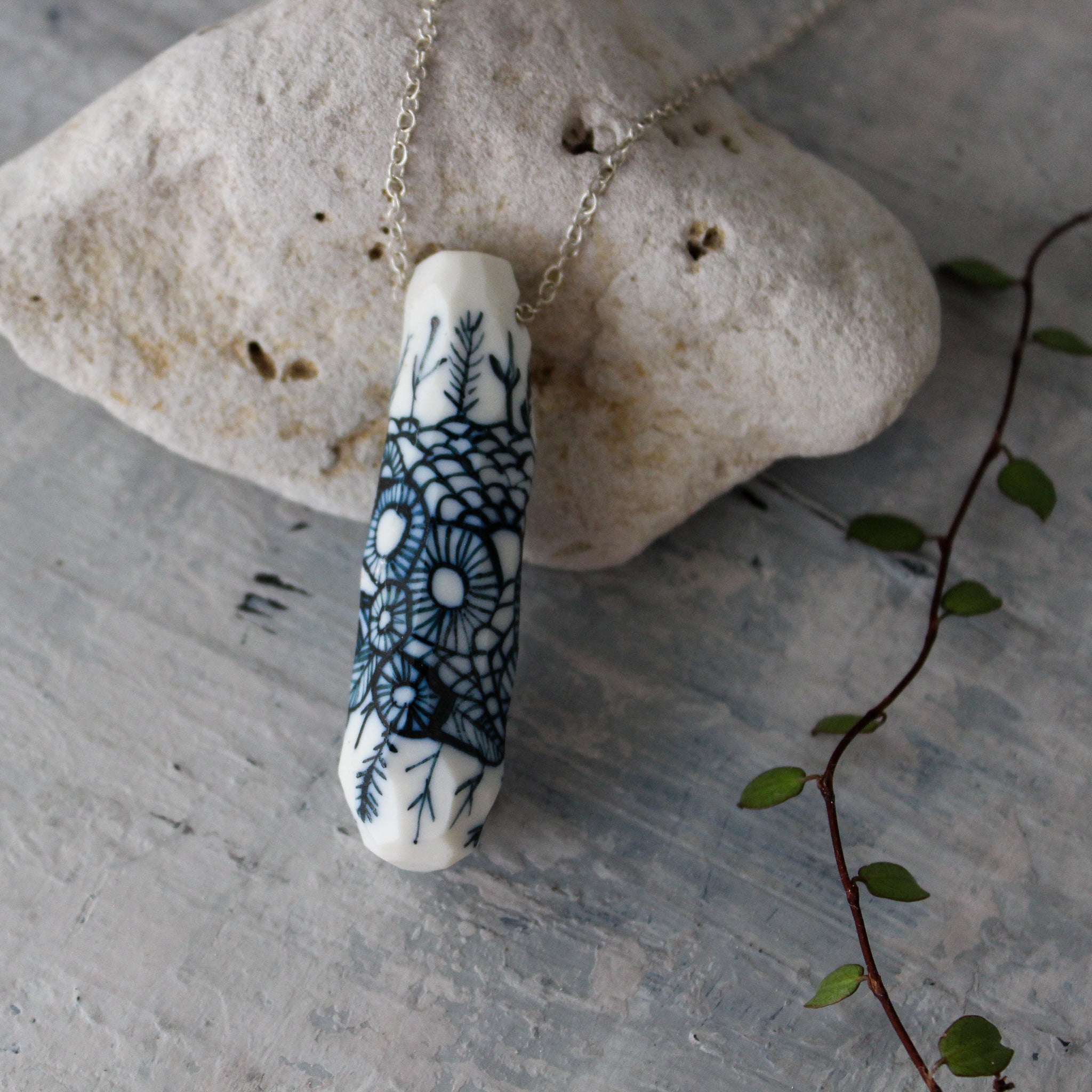 Porcelain Pod Pendant on Silver Chain