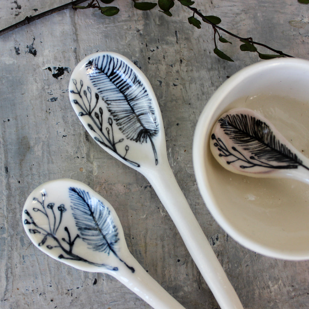 Porcelain Spoons Feather & Twig - Tribe Castlemaine