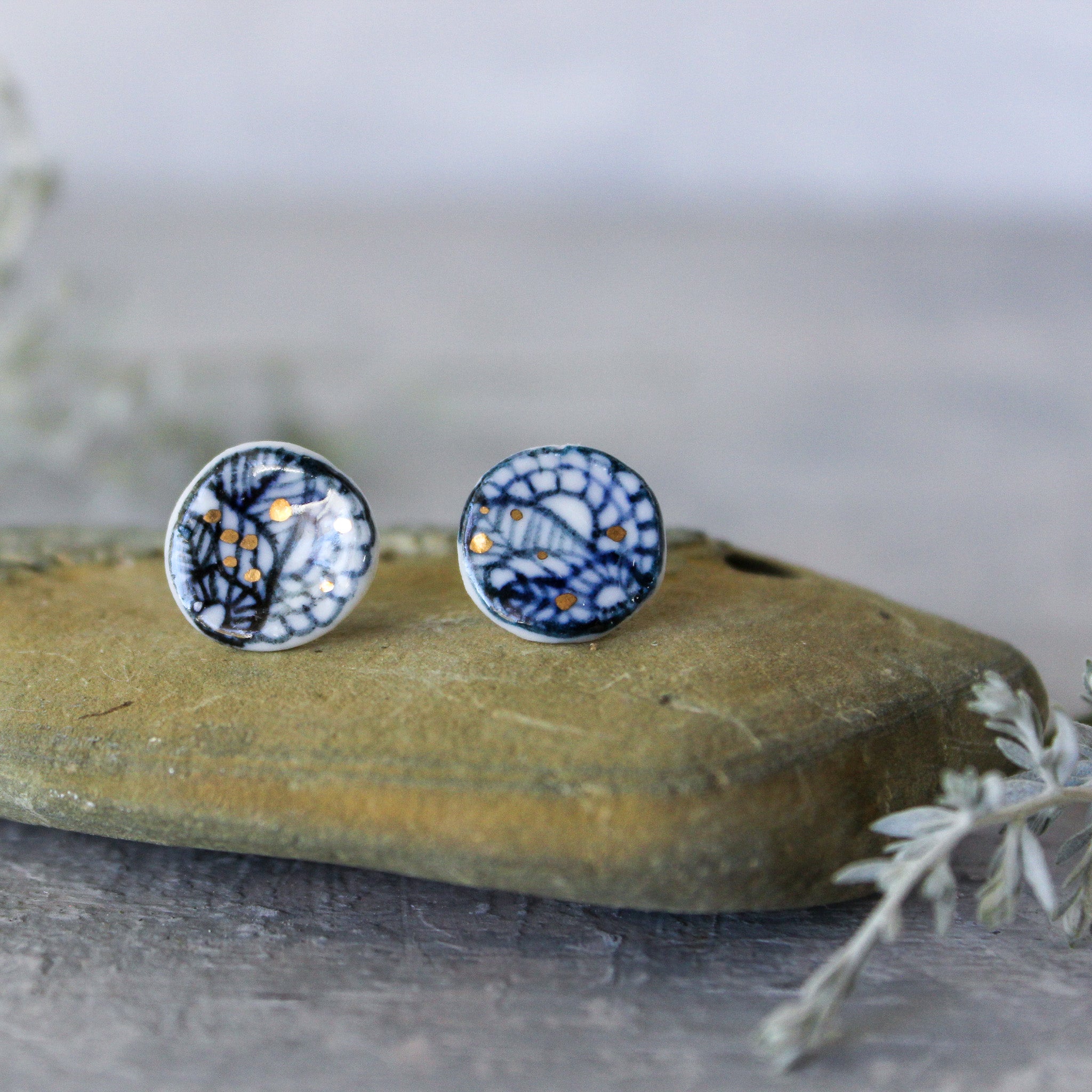 Porcelain Studs Indigo Detail - Tribe Castlemaine