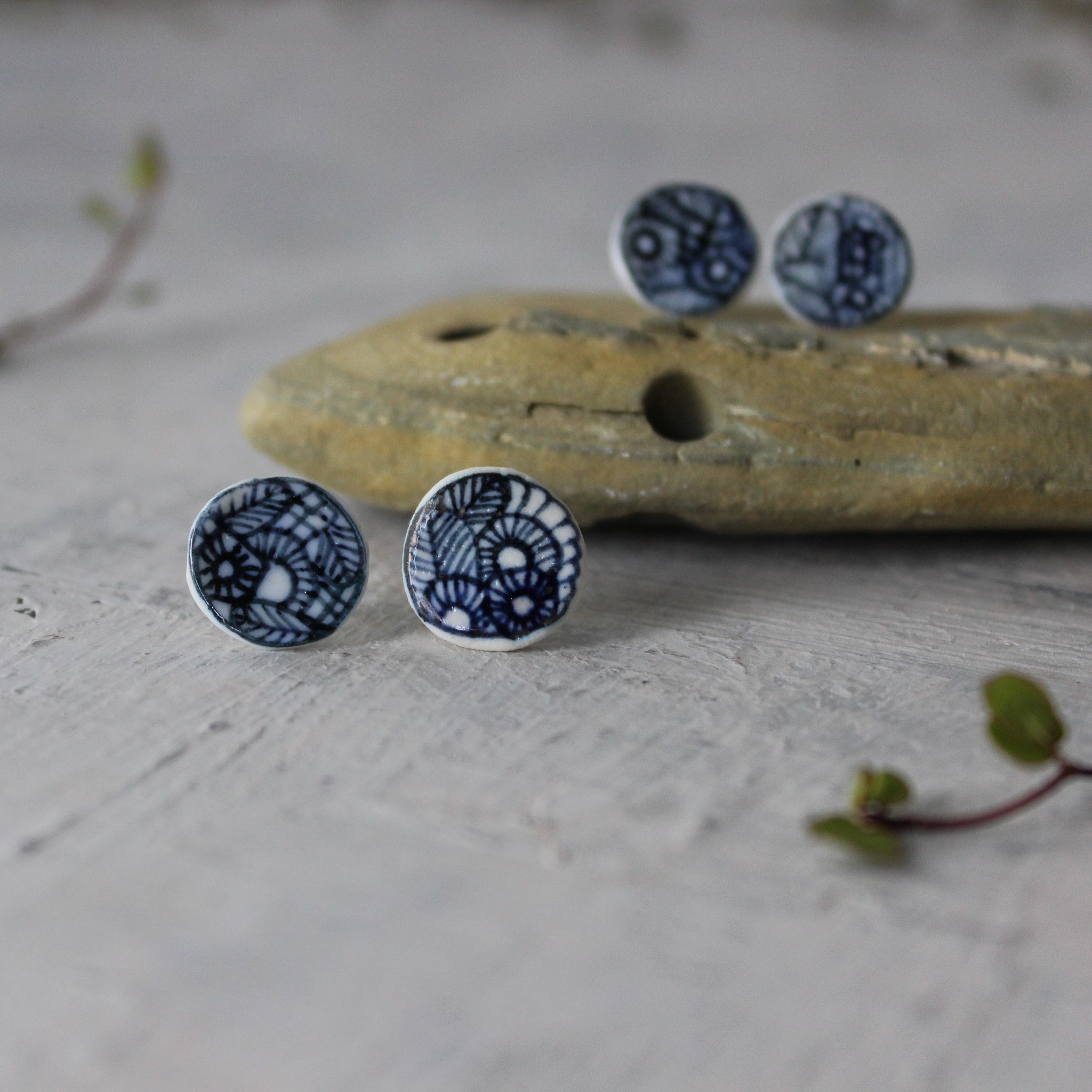 Porcelain Studs Indigo Detail - Tribe Castlemaine