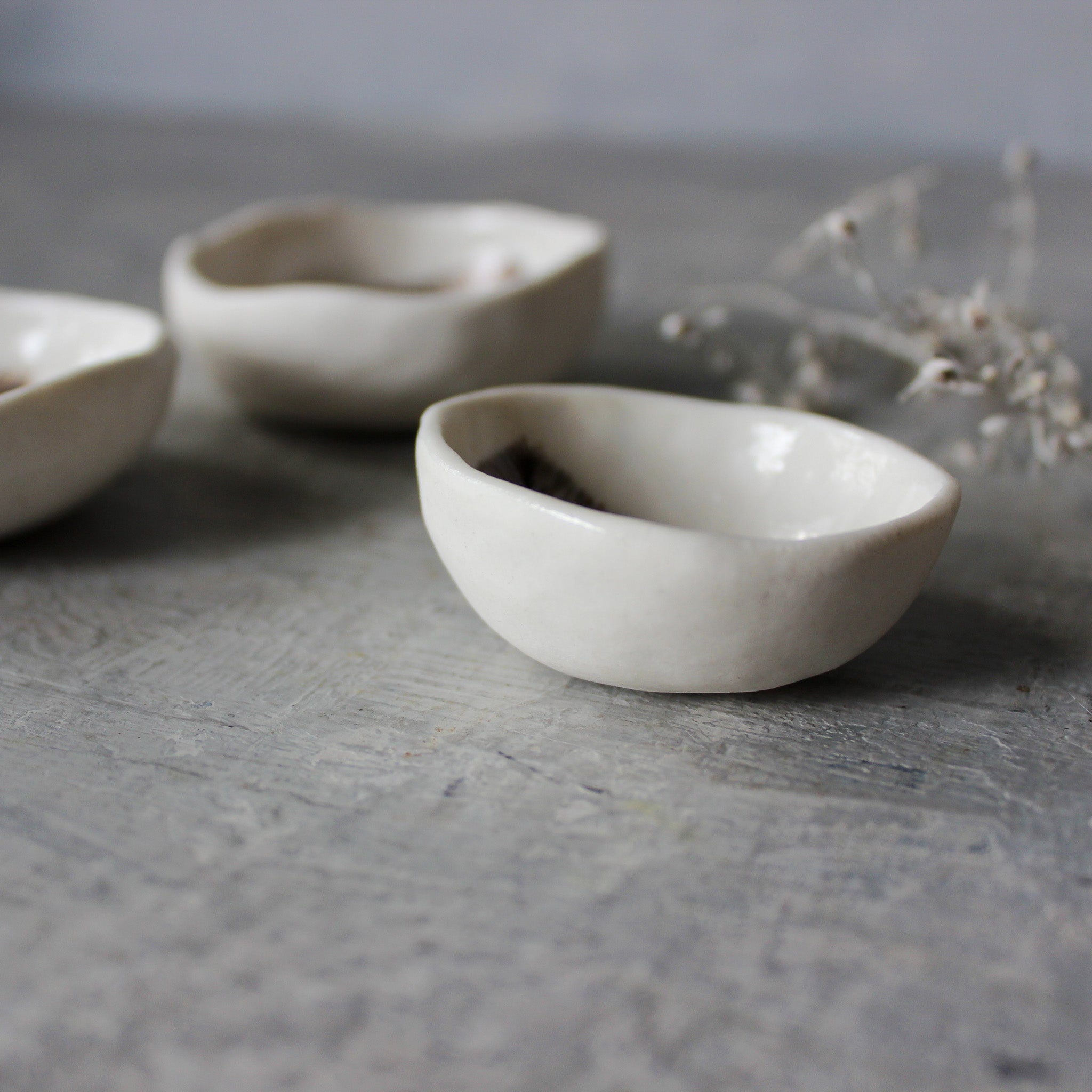 Porcelain Trinket Dishes Sepia Feather - Tribe Castlemaine