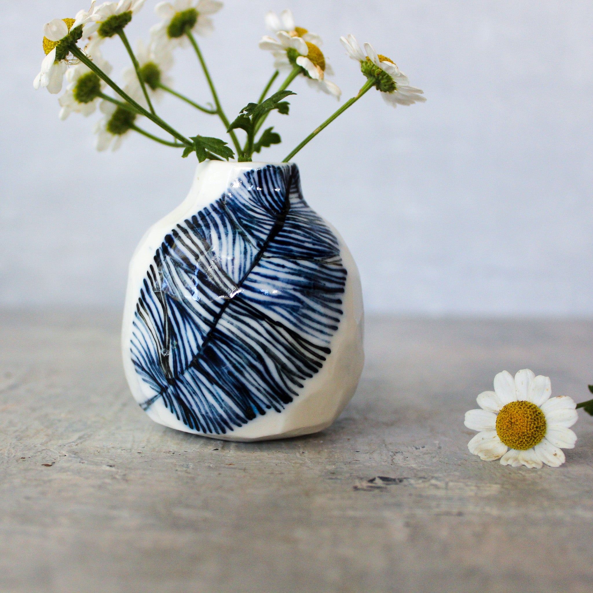 Porcelain Vases Blue Feather - Tribe Castlemaine