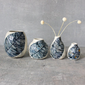 Porcelain Vases Blue Feather - Tribe Castlemaine