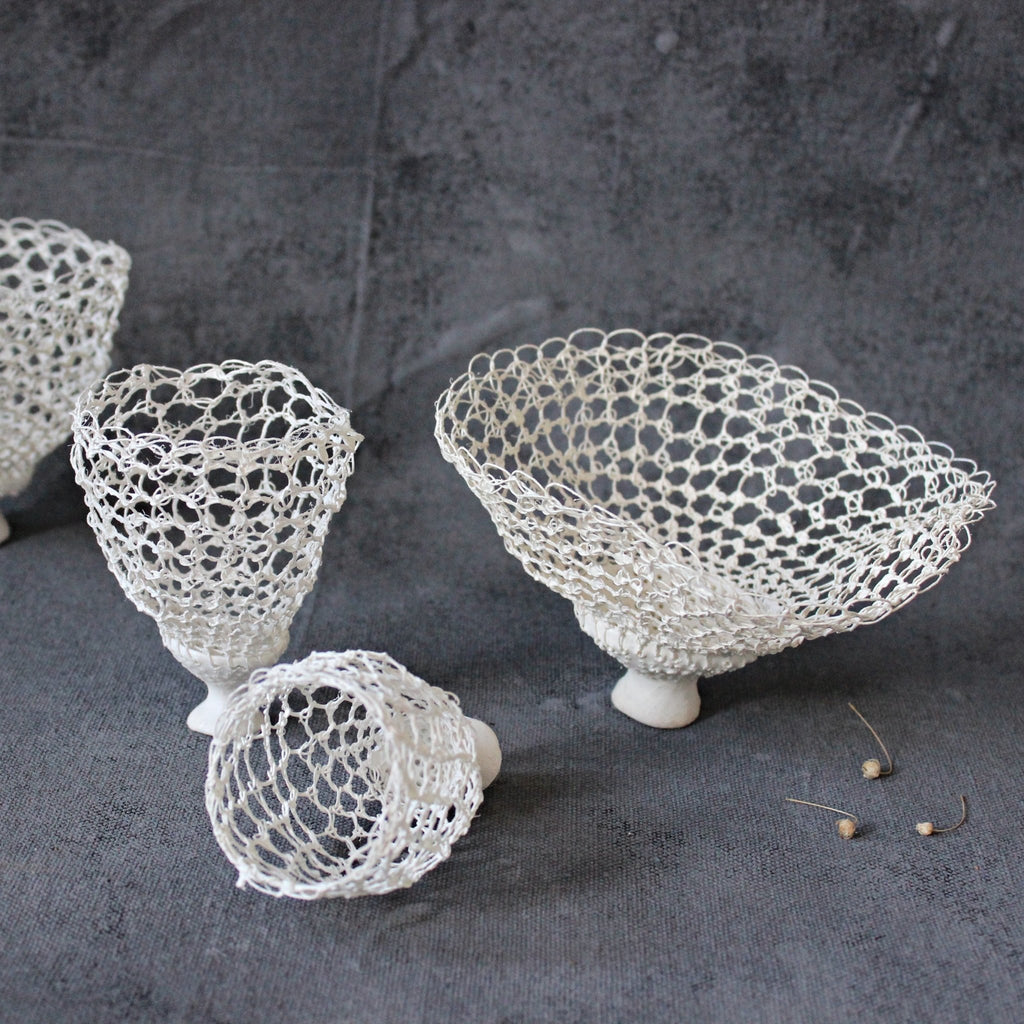 Porcelain Woven Vessels White - Tribe Castlemaine