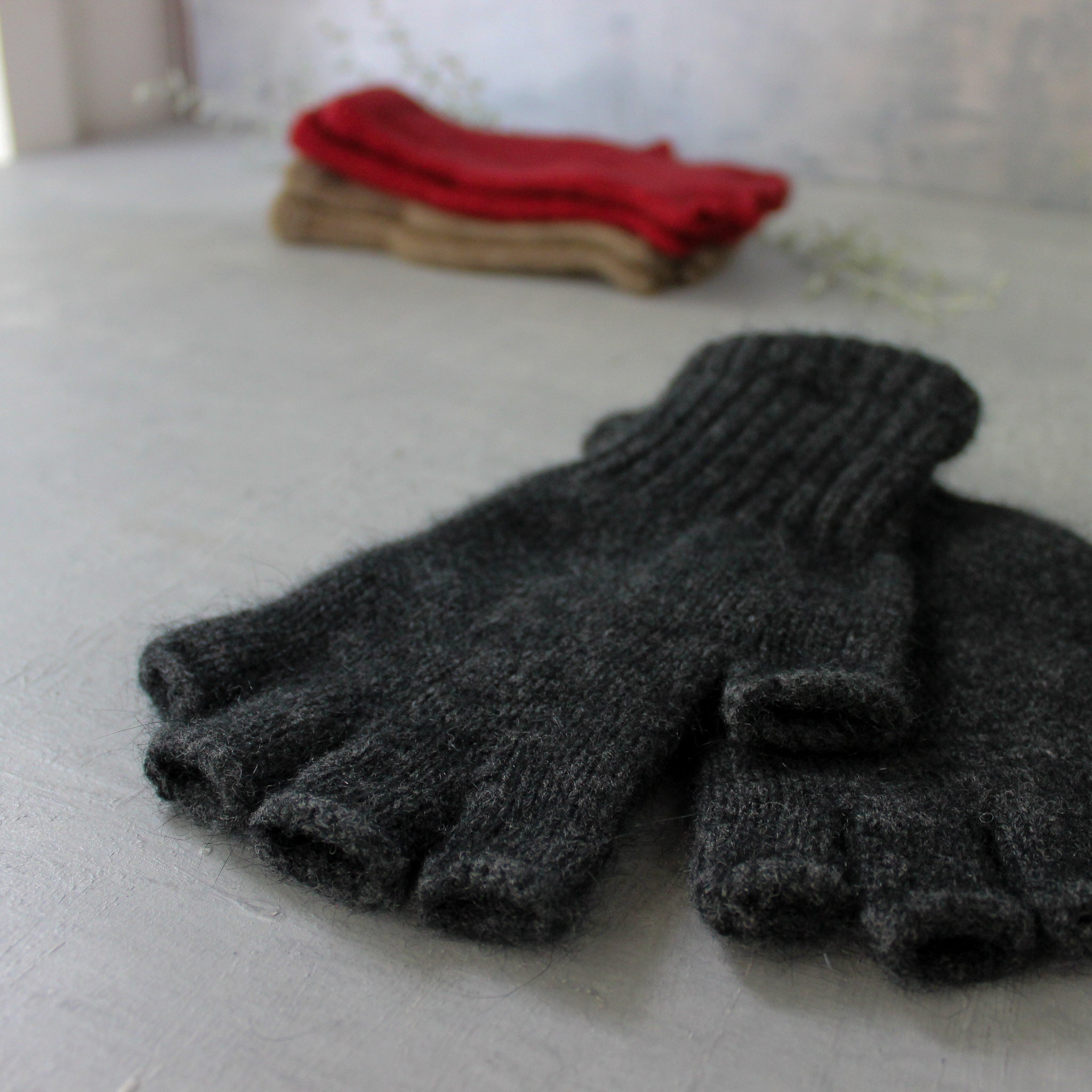 Fingerless Gloves In Merino Wool, Possum Down And Silk, 52% OFF