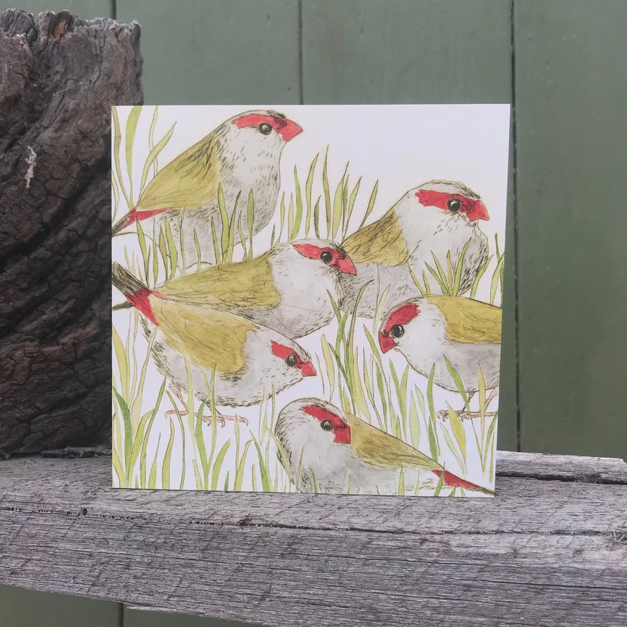 Red browed Finches Card - Tribe Castlemaine