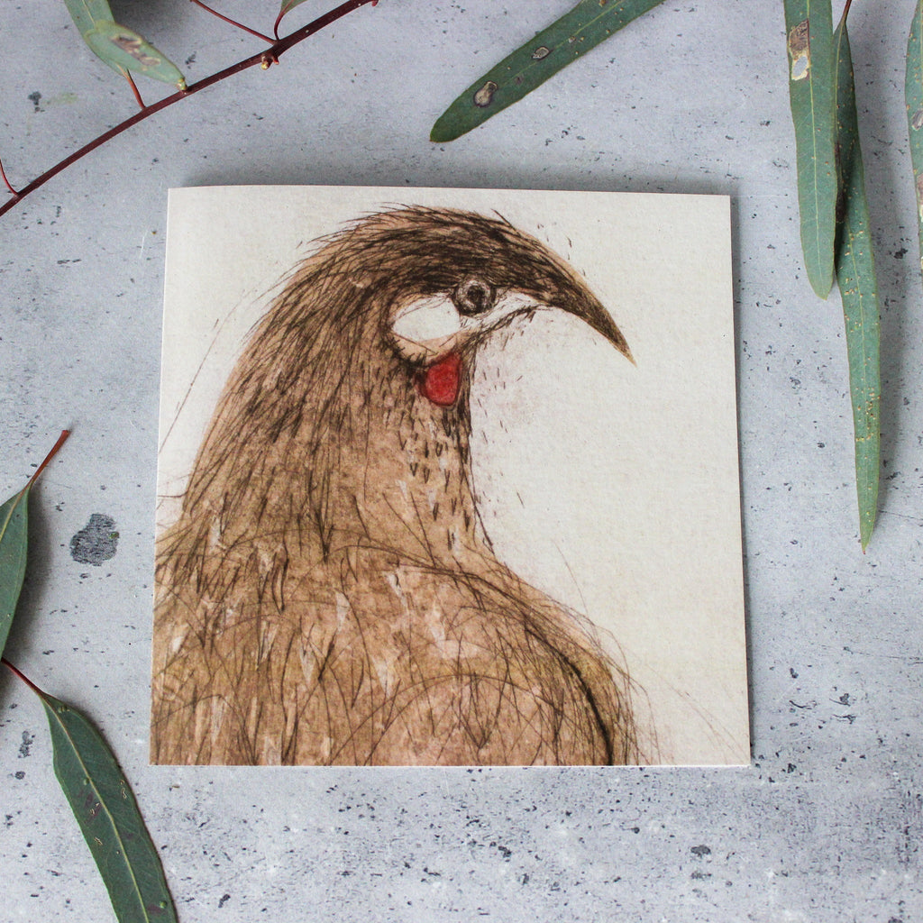 Red Wattlebird Card - Tribe Castlemaine