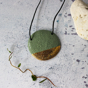 Round Coral Necklace Green Gold - Tribe Castlemaine