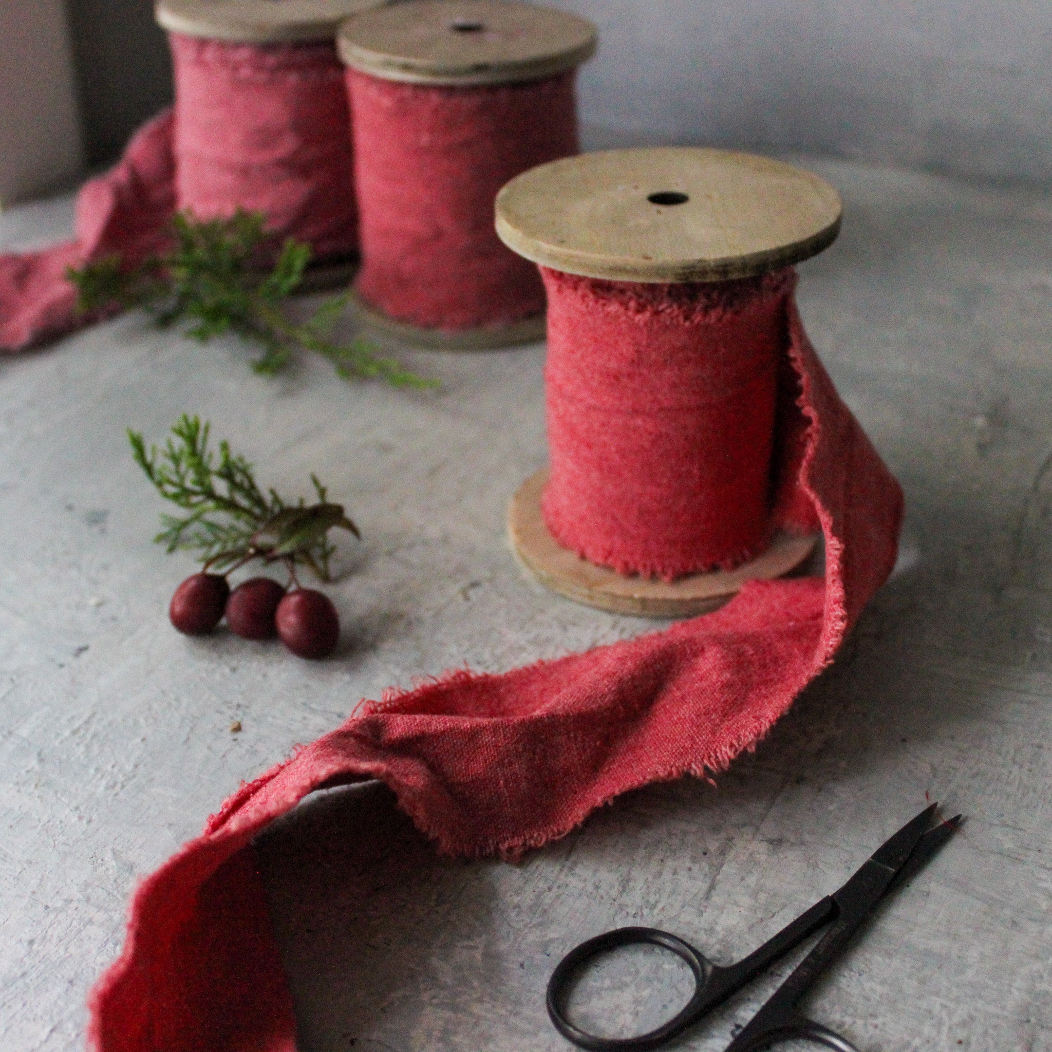 Rustic Red Calico Ribbon - Tribe Castlemaine