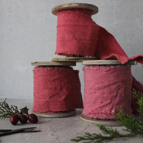 Rustic Red Calico Ribbon - Tribe Castlemaine
