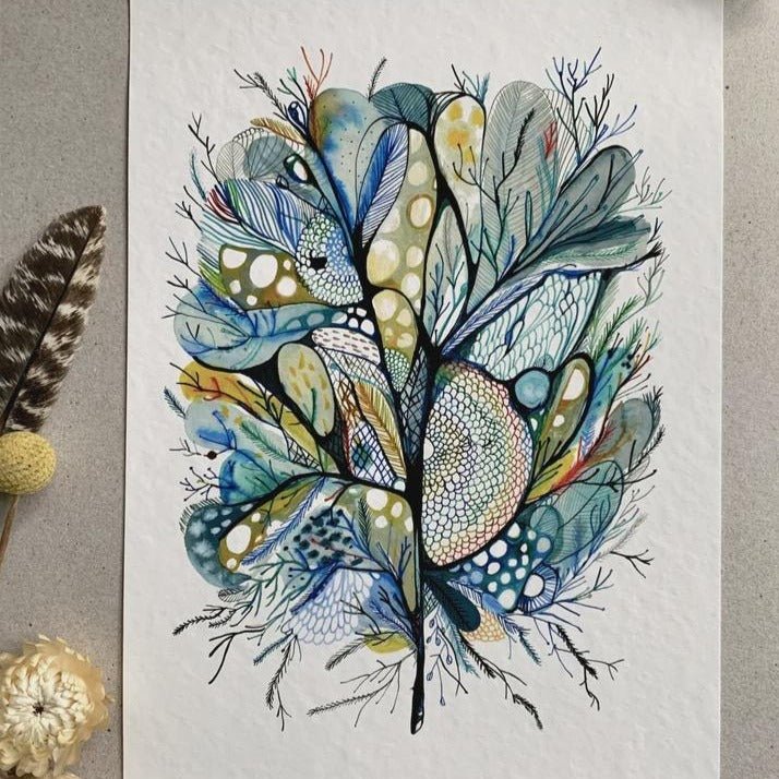 'Seaweed Study, Blue' Print by Katherine Wheeler - Tribe Castlemaine