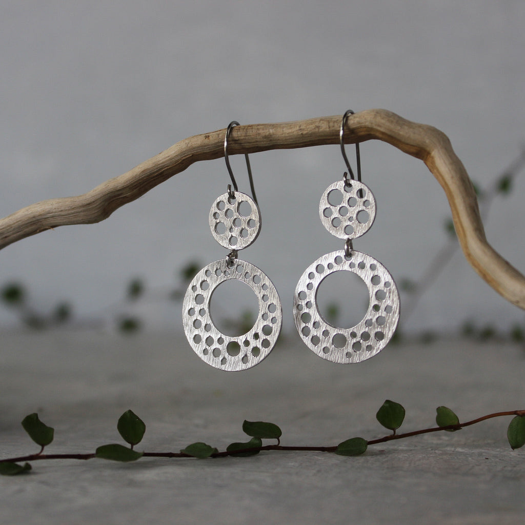 Silver Double Circle Earrings - Tribe Castlemaine