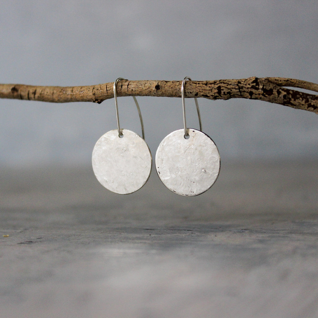 Silver Double Disc Reversible Earrings Long Hook - Tribe Castlemaine