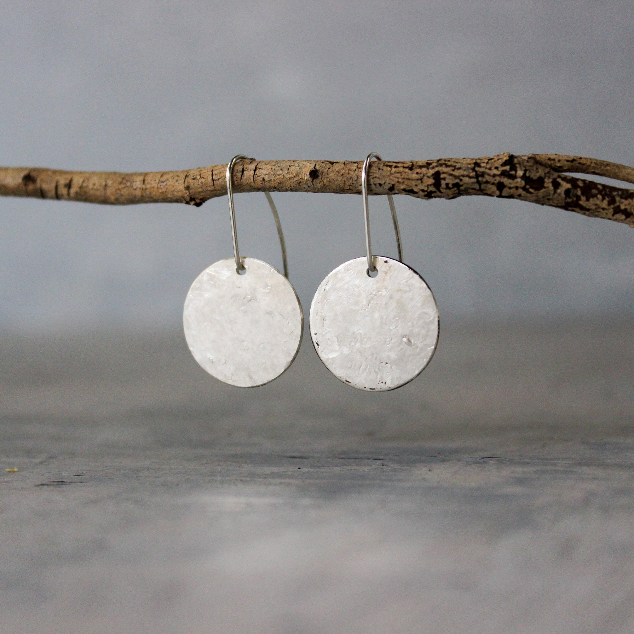 Silver Double Disc Reversible Earrings Long Hook - Tribe Castlemaine