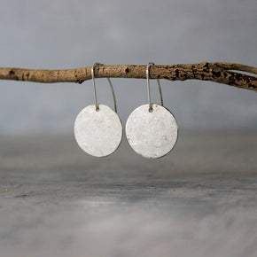 Silver Double Disc Reversible Earrings Long Hook - Tribe Castlemaine