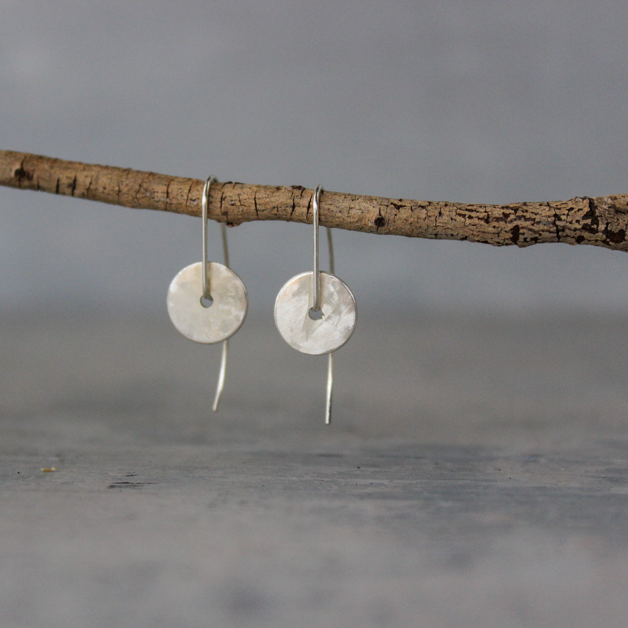 Silver Double Disc Reversible Earrings Long Hook - Tribe Castlemaine