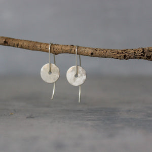 Silver Double Disc Reversible Earrings Long Hook - Tribe Castlemaine