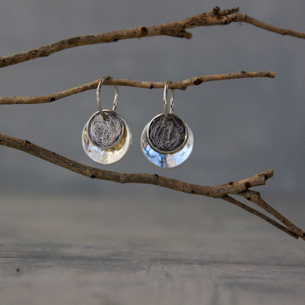 Silver Double Disc Sleeper Earrings - Tribe Castlemaine