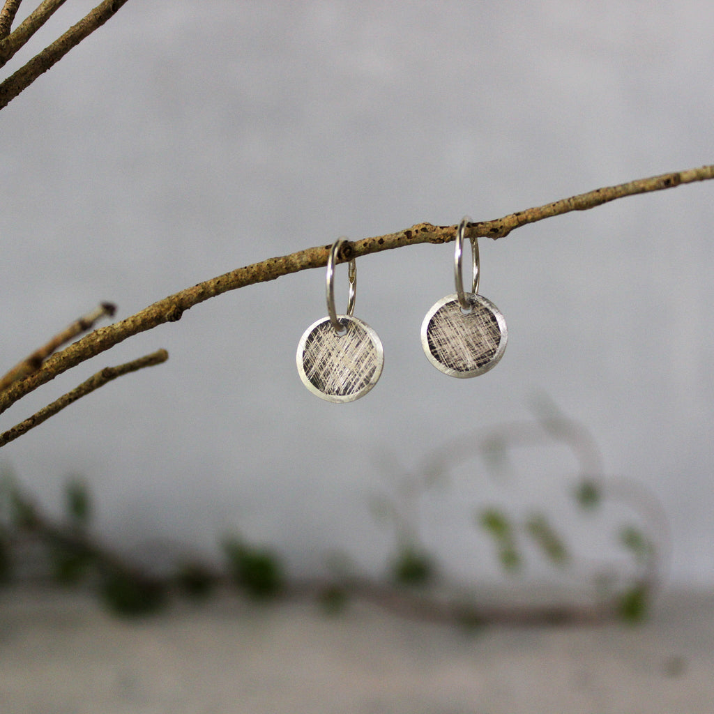 Silver Etched Sleeper Earrings Small - Tribe Castlemaine