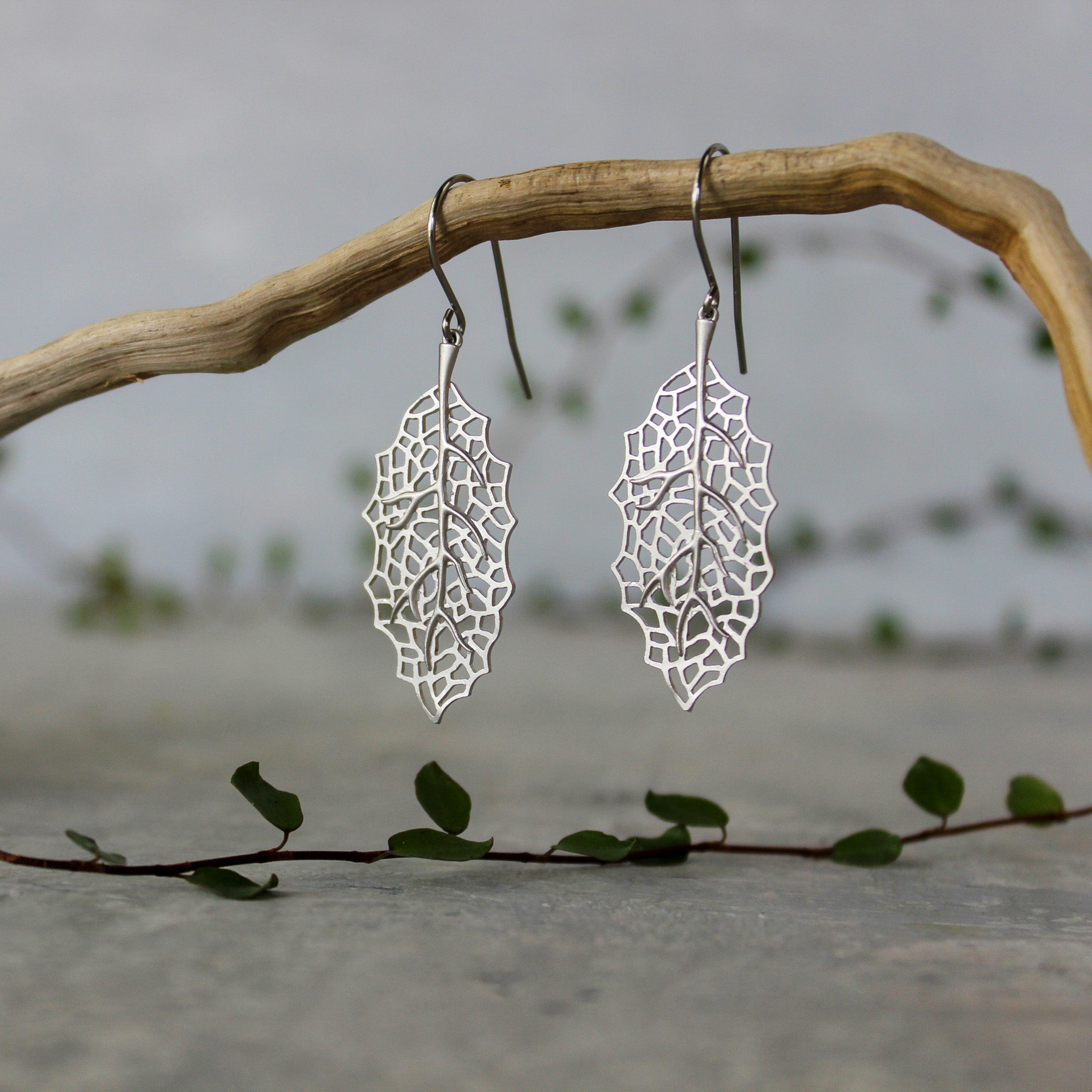 Filigree best sale leaf earrings