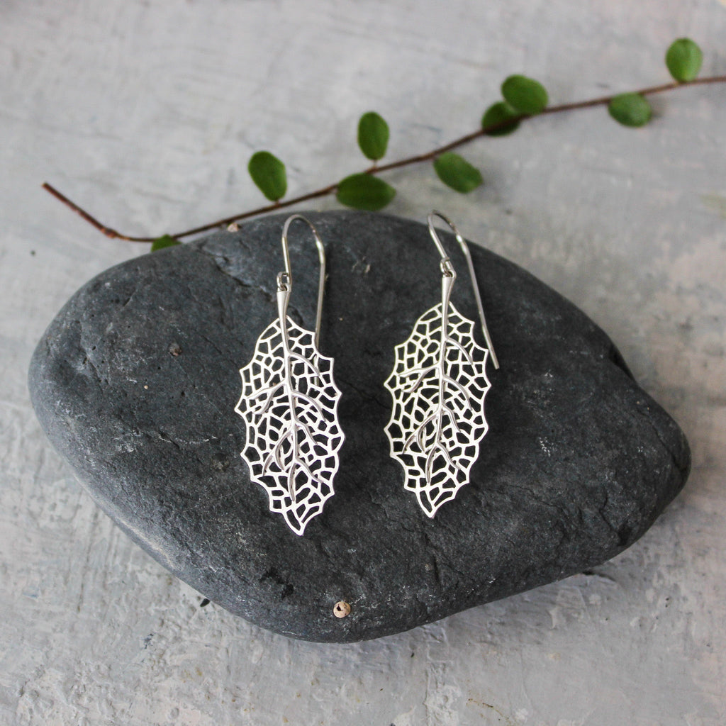 Silver Filigree Leaf Earrings - Tribe Castlemaine