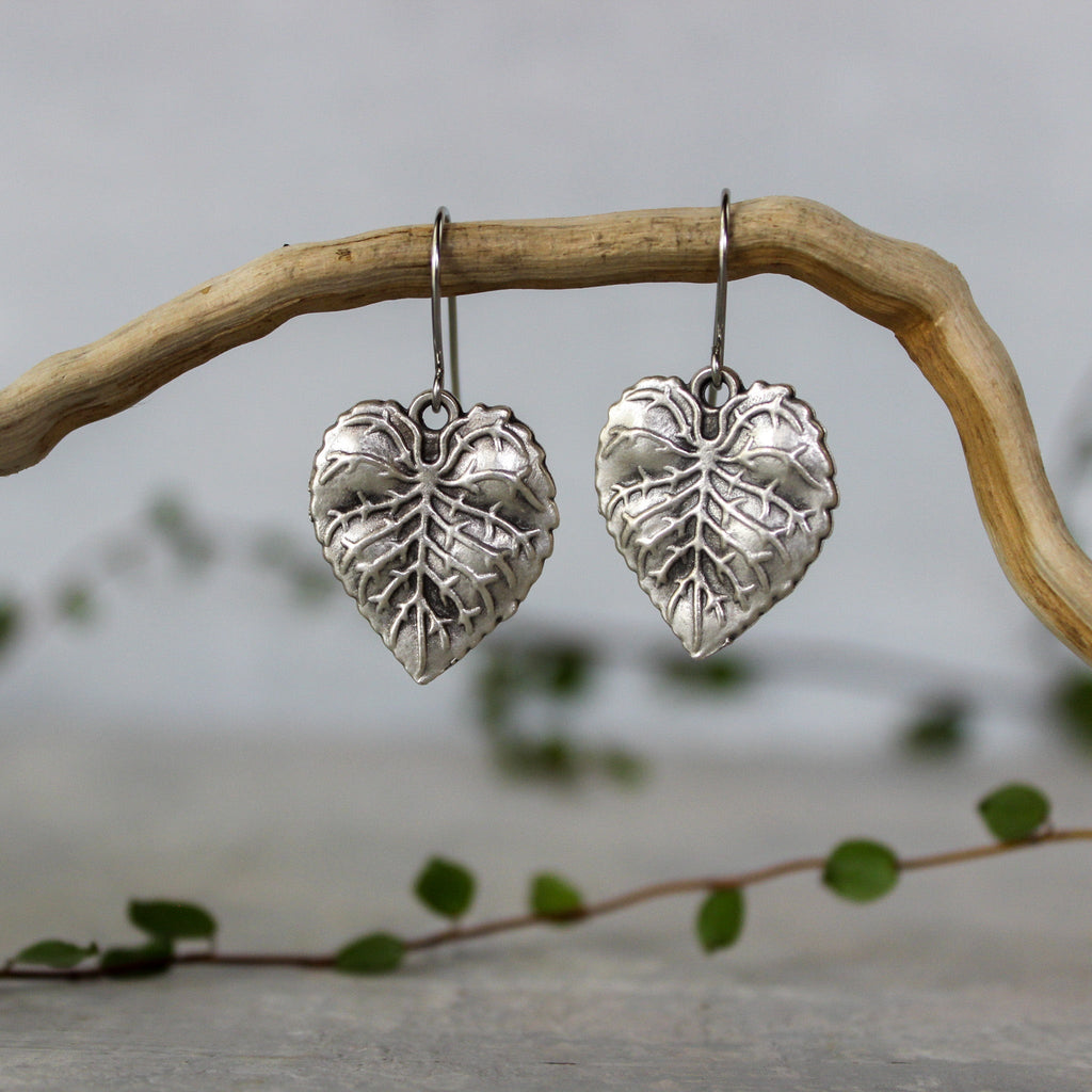 Silver Foraged Leaf Earrings #4 - Tribe Castlemaine