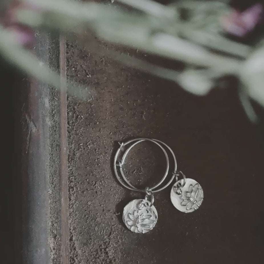 Silver Peony Hoops - Tribe Castlemaine
