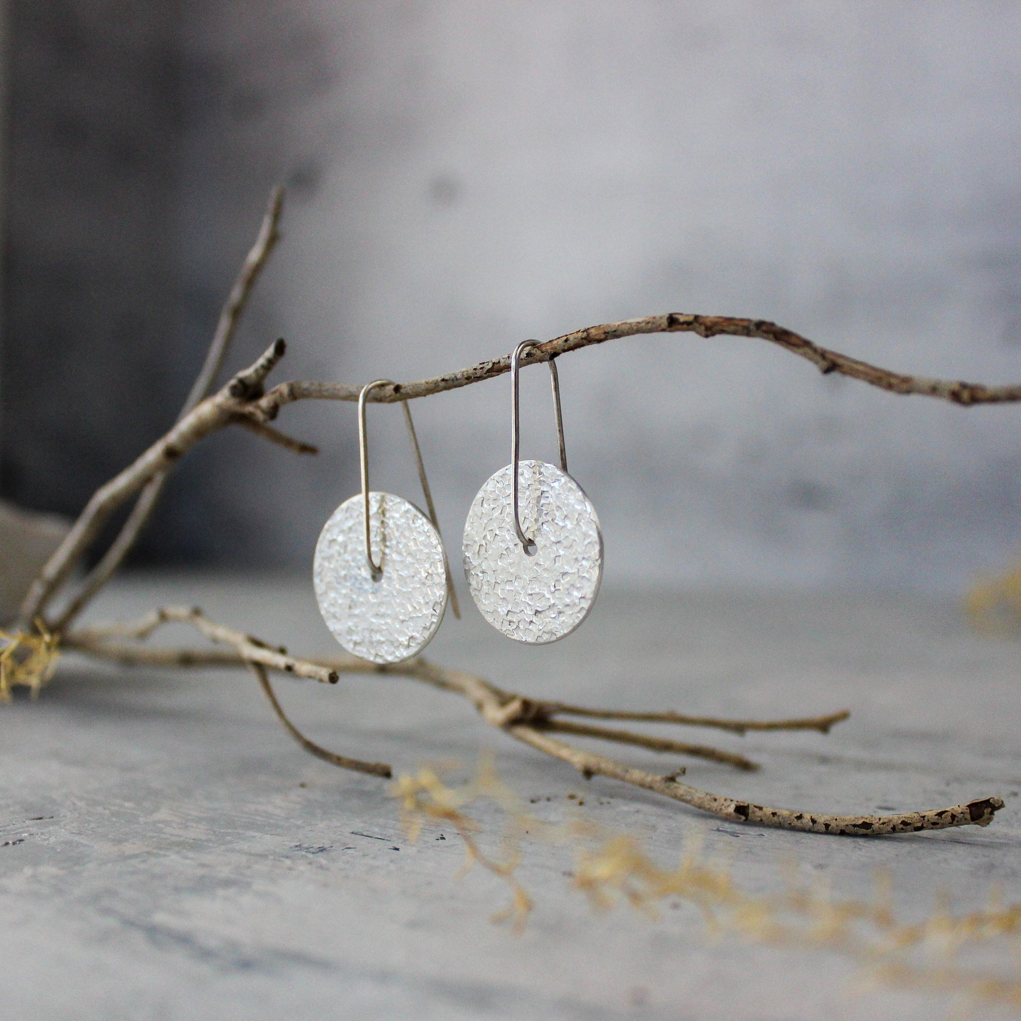 Silver Textured Earrings Reversible - Tribe Castlemaine