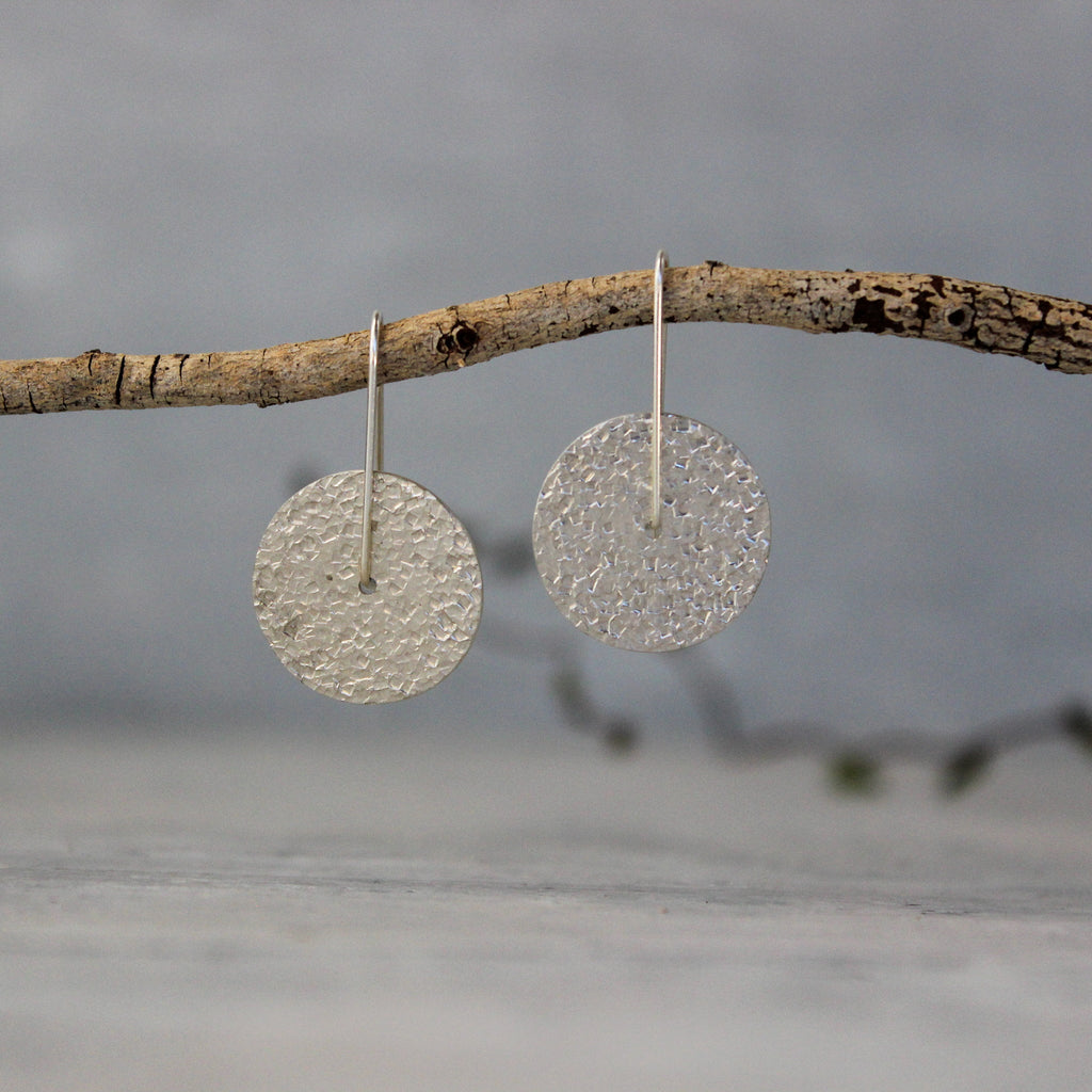Silver Textured Earrings Reversible - Tribe Castlemaine