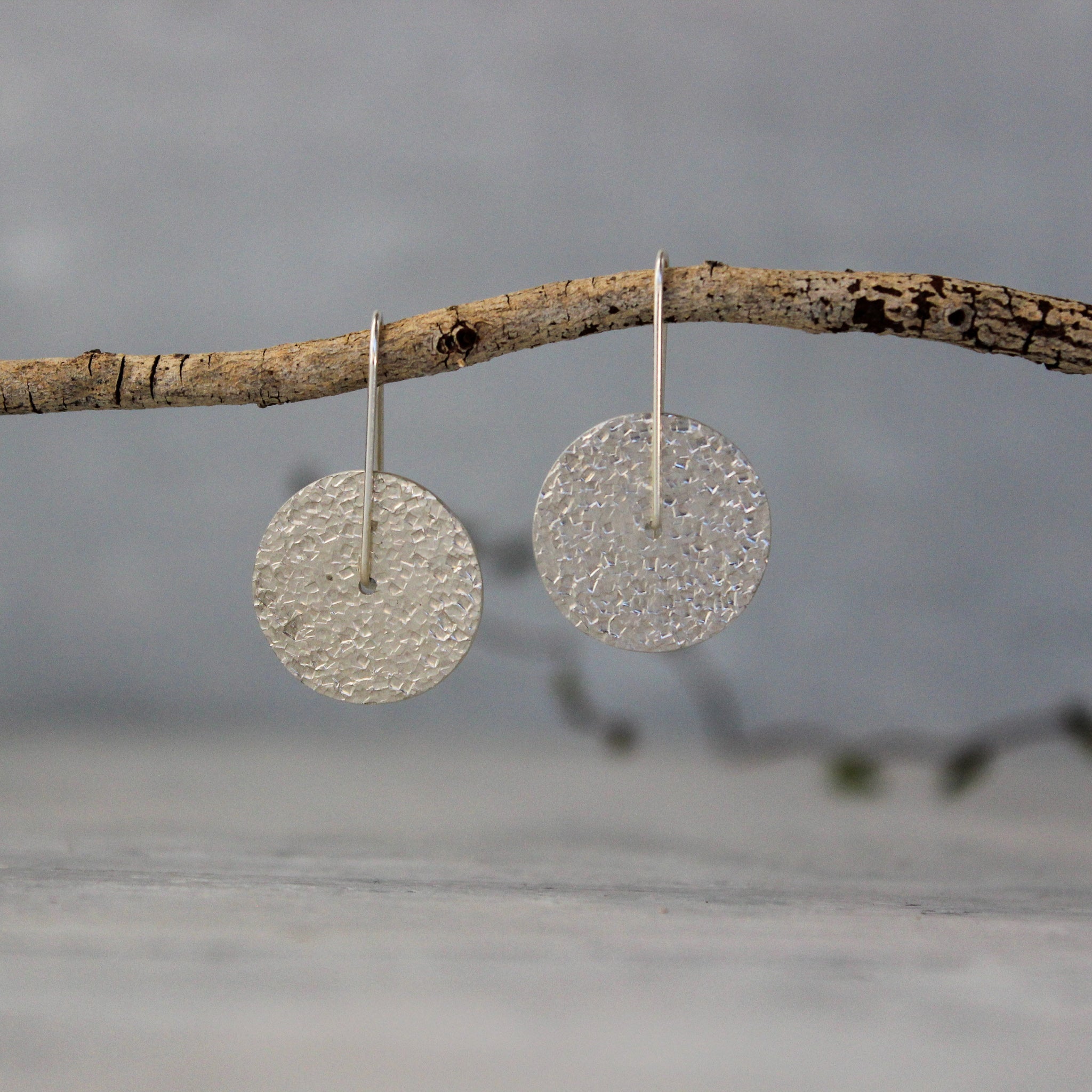 Silver Textured Earrings Reversible - Tribe Castlemaine