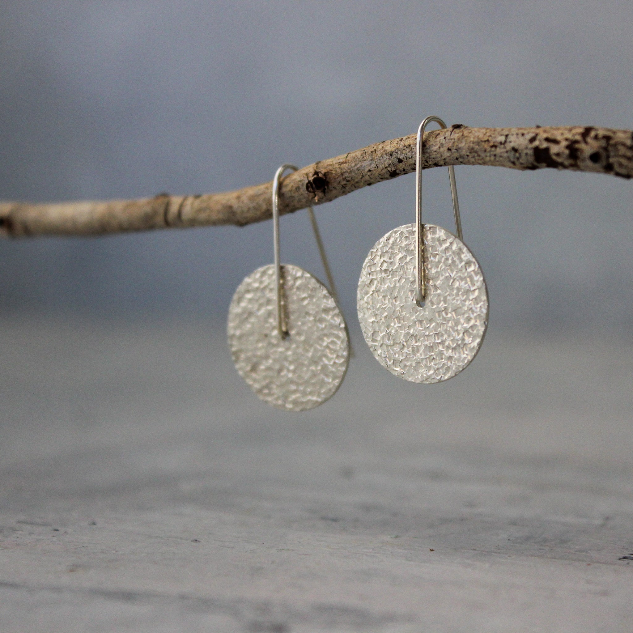 Silver Textured Earrings Reversible - Tribe Castlemaine