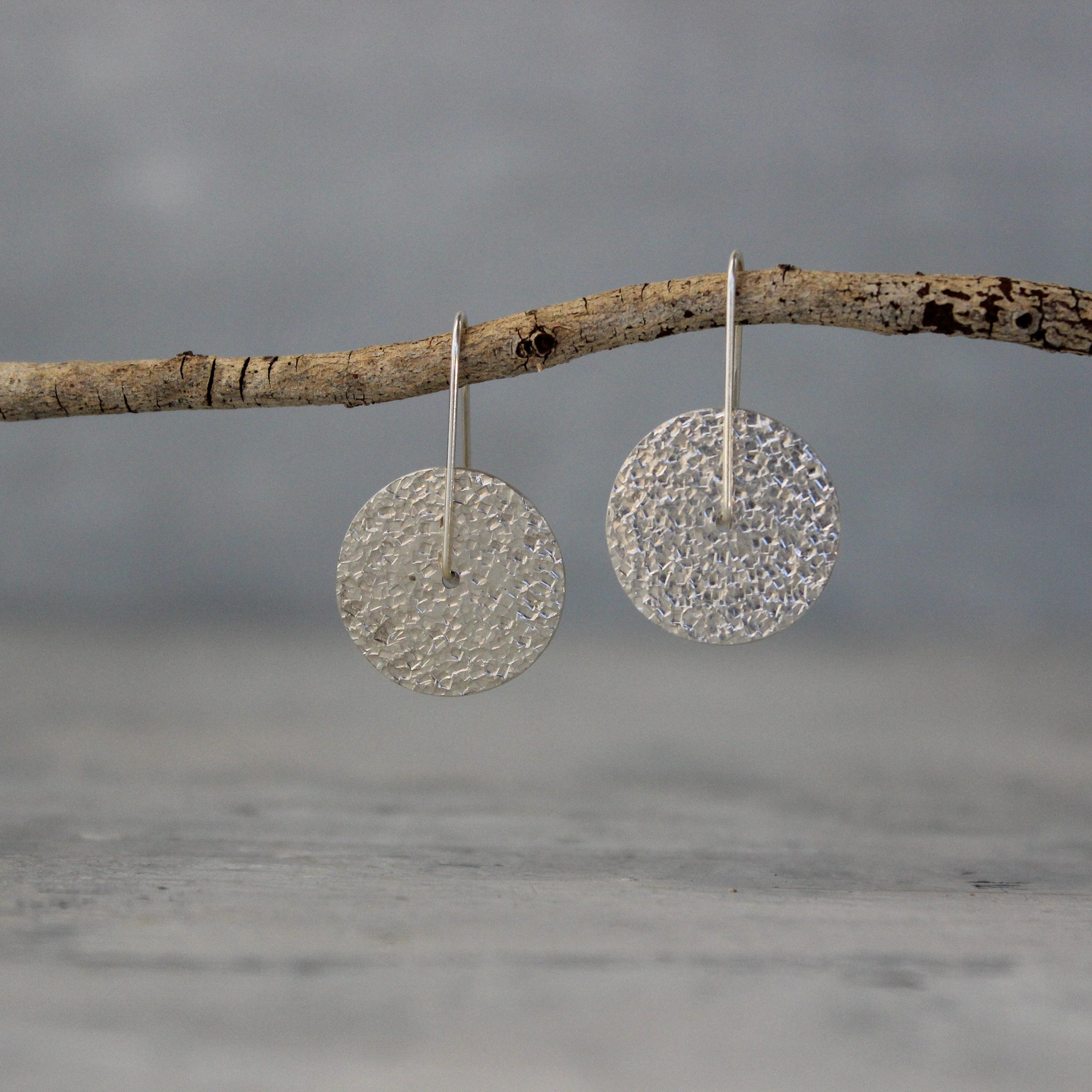 Silver Textured Earrings Reversible - Tribe Castlemaine